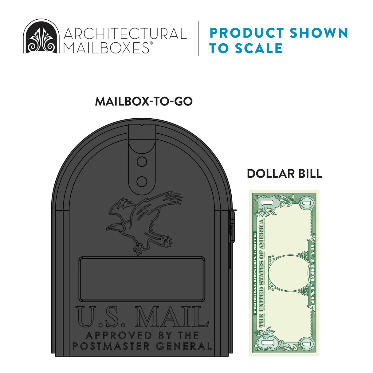 Architectural Mailboxes Mailbox-to-Go Weather-Resistant Steel Metal Mail Box for Outside with Post, Black, Medium Curbside Mailbox, USPS Approved for Residential Delivery