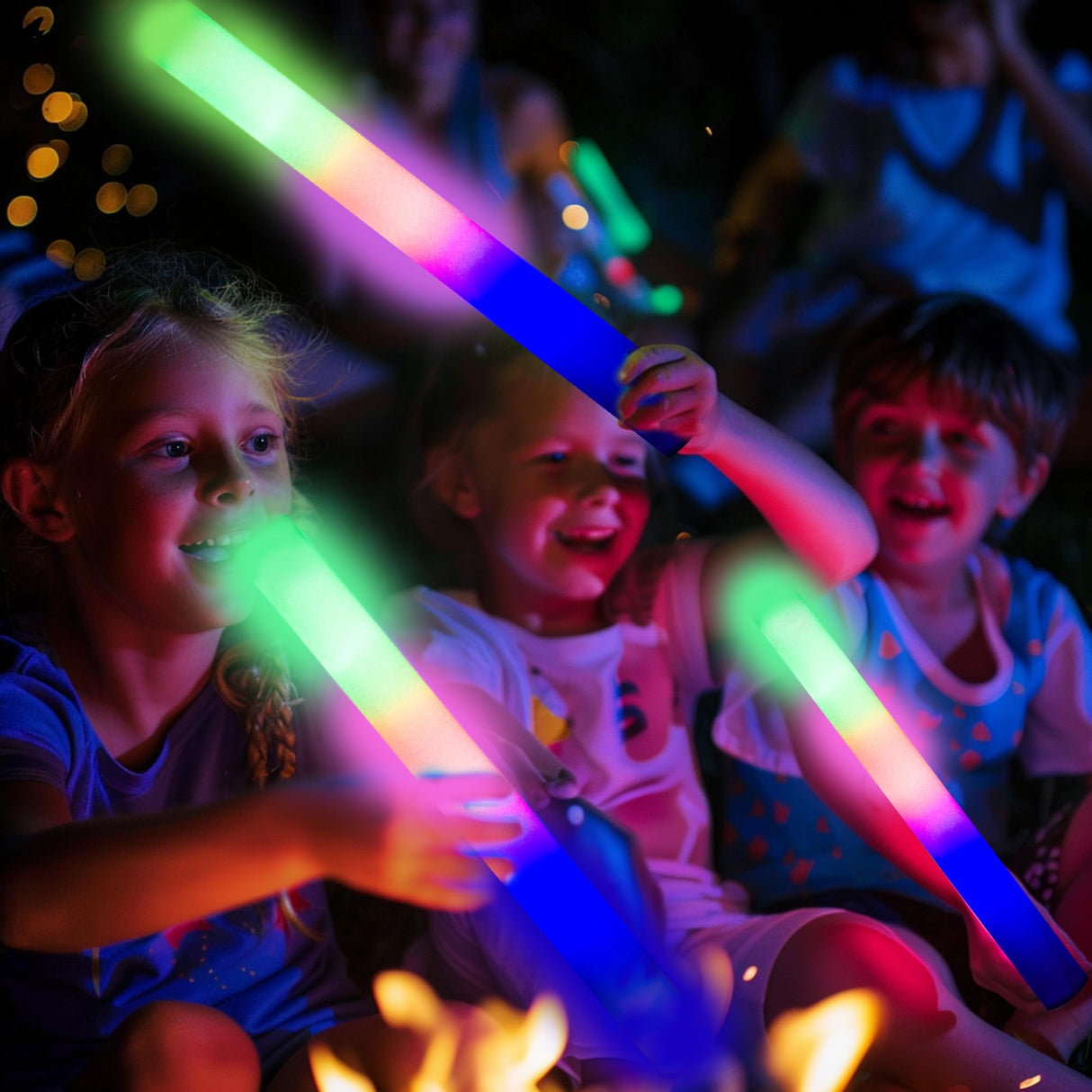 pelreame 55 Pcs LED Foam Glow Sticks Bulk,Foam Light Up Sticks 3 Modes of Color Flashing,Glow in The Dark Party Supplies for Birthday,Wedding,Raves,Carnival,New Year,Concert,Halloween Christmas