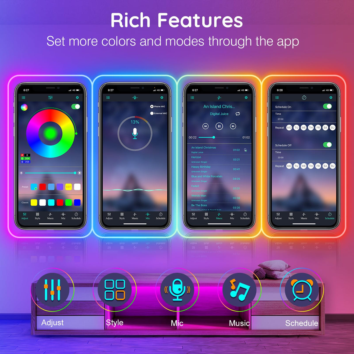 AILBTON 50Ft Neon Rope Lights,Flexible Led Rope Lights Control with App/Remote,Multiple Modes Music Sync Gaming RGB Led Neon Lights for Bedroom Outdoor