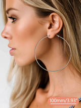FaithHeart Silver Stainless Steel Large Hoop Earrings for Women 100mm
