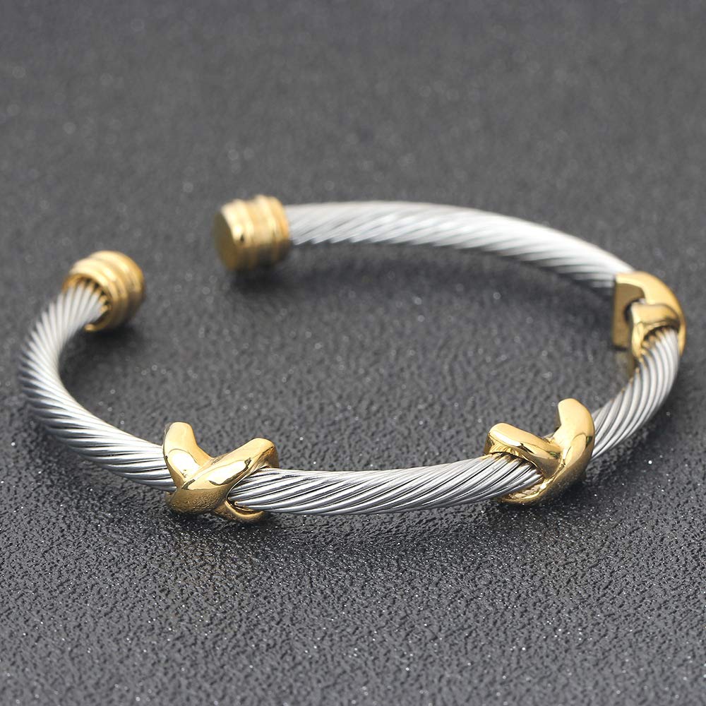 OSIRIDEH2 Cable Bracelets For Women, Multifunctional Twisted Bracelets for Women, Famous Twisted Cable Bracelets Bracelet Designs Women's Bracelets Fashion Jewelry Trendy Women' (Gold)