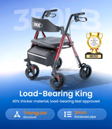 VOCIC Walkers for Seniors, Z21 Rollator Walker with Seat Supports 350lb, 8" Big Wheels for All Terrain, Ergonomic Arc Seat & 6" Ultra Backrest Foldable Walker, Dual Height Adjustment, Lightweight 2025