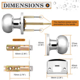 Probrico Polished Chrome Privacy Door Knob, Interior Door Lock for Bathroom Bedroom, Keyless Round Ball Knob Handle, Thumb-Turn Locking, 1 Pack