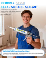 Silicone Caulk & Sealant Clear, 100% Waterproof Silicone Sealant, Shrink & Crack Proof, Silicone Caulking for Kitchen, Bathroom, RV, Interior & Exterior Use, 10.2 FL. OZ/300ML, 4 Pack