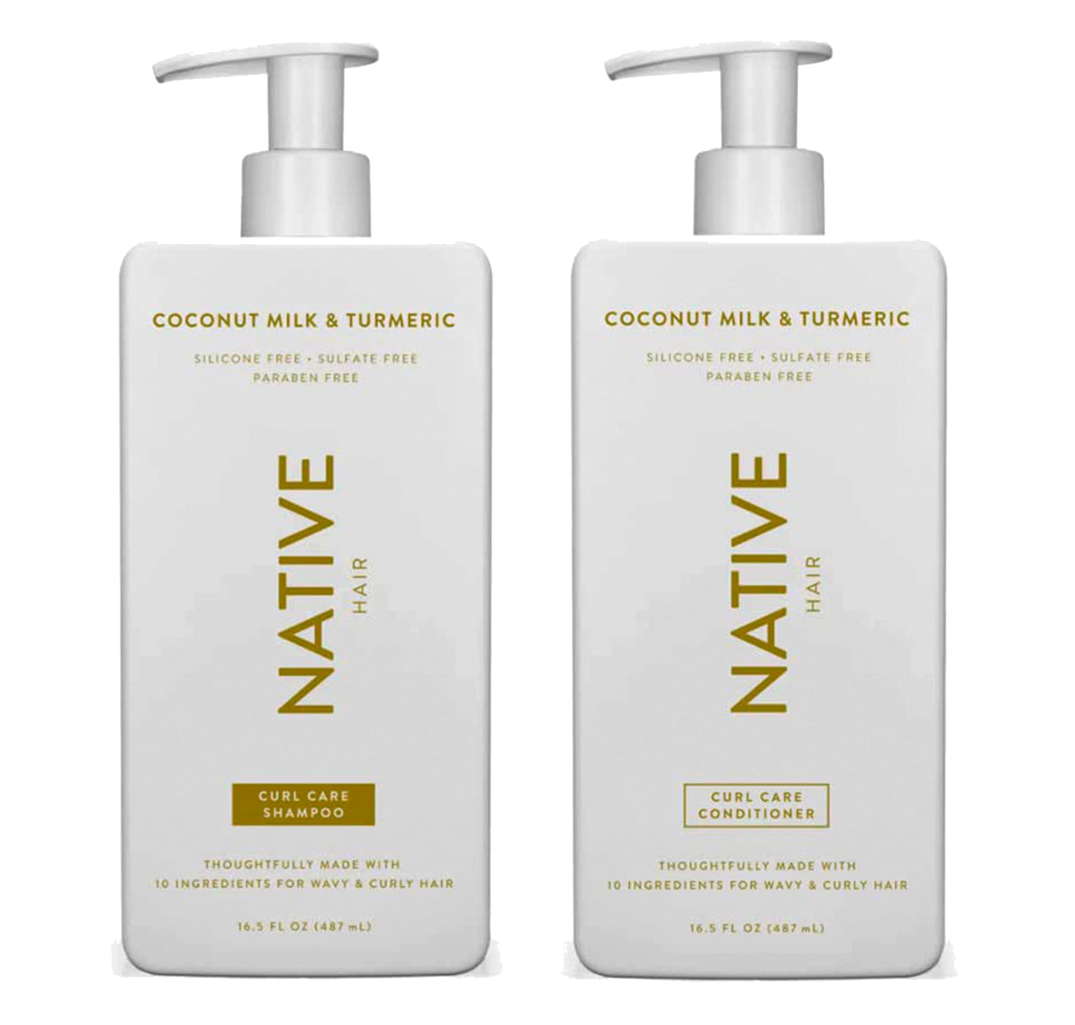 Generic Native - Coconut Milk & Turmeric - Shampoo and Conditioner Set | Sulfate Free, Paraben Free, Dye Free, with Naturally Derived Clean Ingredients| 16.5 oz - Pack Of 02, Gold