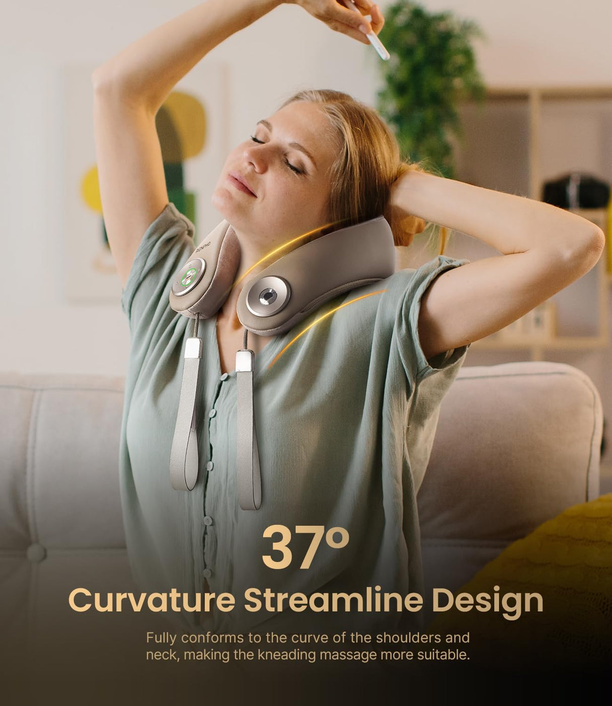 RENPHO Neck Massager with Heat [2025 Upgraded], 6D Cordless Neck Massager for Pain Relief Deep Tissue, Deep Kneading Shoulder Massage, Mothers Day Gifts for Women Men Mom Dad, Khaki