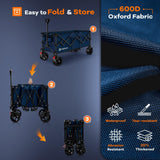 Originsure 300L Collapsible Beach Wagon Cart with Big Wheels, 560lbs, Blue