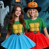 FONYFA for TMNT Costume Set, Halloween Tutu Skirts Women Shirt for TMNT Costume for Funny Halloween Christmas