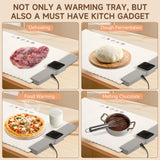 Food Warming Mat for Buffet, LNAKIO Electric Warming Tray,Silicone Heating Mat with 5 Temperature Levels& Auto Shut-Off Keep Food Warm at Party,Food Warmers for Parties, Gatherings,Everyday Use