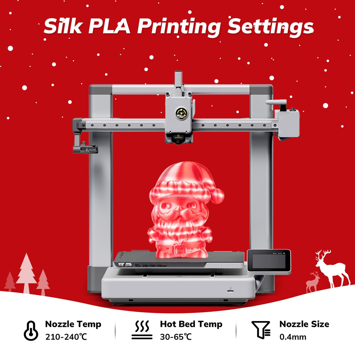 AMOLEN Silk PLA 3D Printer Filament, Shiny Multicolor Christmas Rainbow PLA Filament 1.75mm, Fast Color Change PLA 3D Printing Filament for Most FDM 3D Printer, Red White, 1kg (2.2lbs)