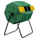 Saicool 43 Gallon Large Dual Chamber Composting Tumbler Outdoor Garden Rotating Compost Bin Tumbling Composter with Sliding Door, Green