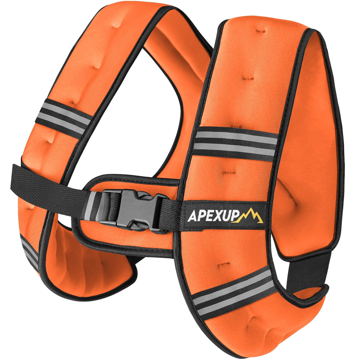 APEXUP Weighted Vest with 5lbs/10lbs/15lbs/20lbs/25lbs/30lbs Weights and Reflective Stripe, Weight Vest Men Women for Workout, Strength Training, Running (Orange, 10lbs)