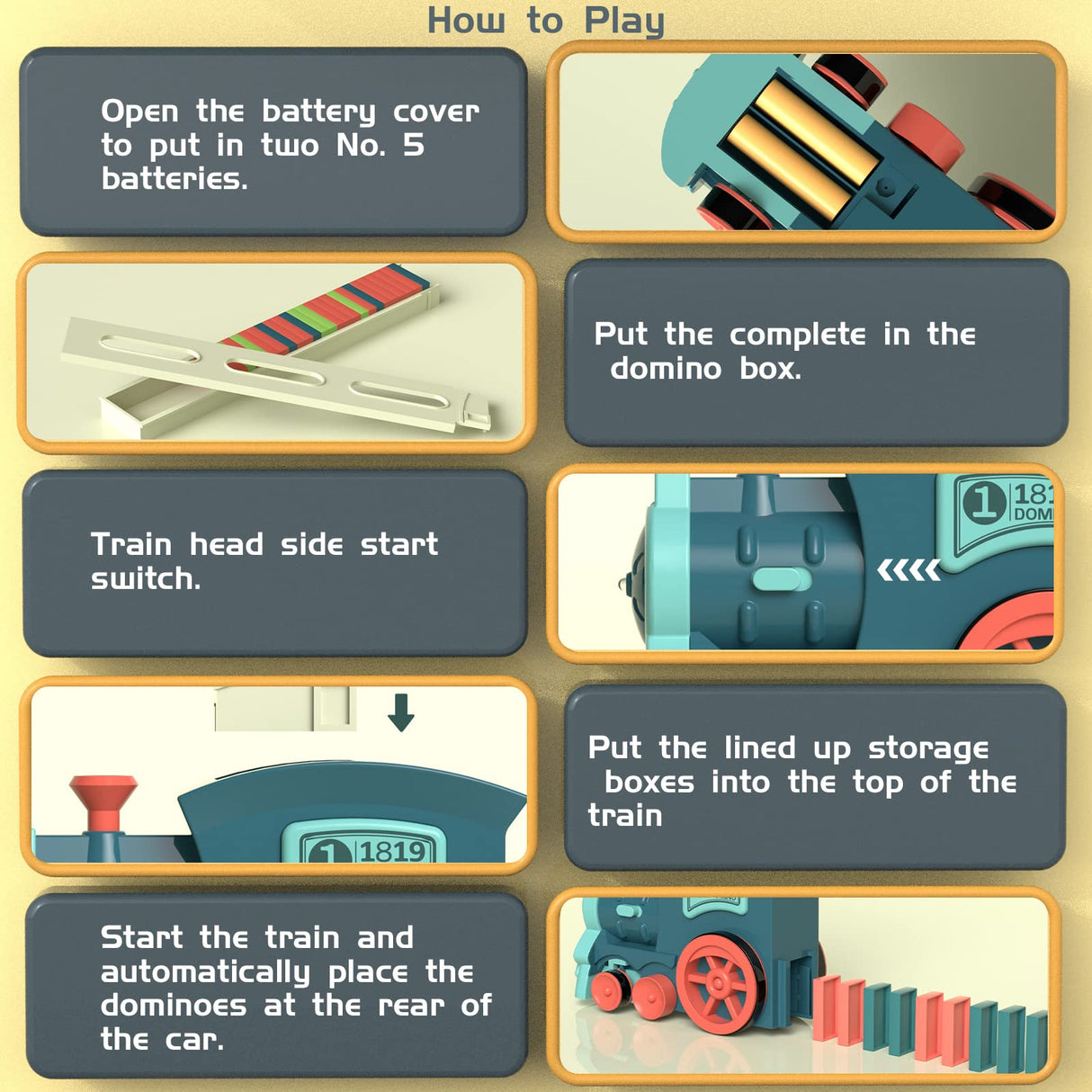 PREPHY Kids Games Domino Train Toys: Automatic Stacking Creative Game 3+ Year Old - Stem Montessori Toy for Boys 4-6 - Summer Autistic Christmas Birthday Gifts 5 6 Toddler Girls Ages 4-8 180PCS