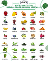 VIDAVITE Sugar-Free Fruit and Veggie Gummies — 35+ Greens, Fruit and Vegetable Vitamins to Boost Immunity, Skin & Gut Health — Ideal Fruity Vegetable Supplement for Adults & Kids (60 Gummies)