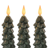 Homemory 3 PCS Flameless Taper Candles with 6-Hours Timer, 9.5 Inches Christmas Tree Candlesticks, Real Wax Battery Operated Window Candles with 3D Flickering Flame for Fireplace Christmas