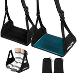 2-Pack Foot Hammock for Plane Travel, No Collapse Thickened Bamboo Airplane Foot Rest with Extended Adjustment Strap, Portable Desk Foot Hammock to Relax Your Feet, Foot Sling Travel Essentials