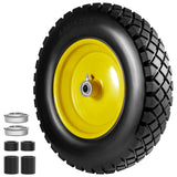 4.80/4.00-8" Tire and Wheel Flat Free 16", Solid Wheelbarrow Tire with 5/8" & 3/4" Bearings 3" Centered Hub, 14"-16" Universal Fit Wheelbarrow Tires for Hand Truck/Garden Trailer/Trolley/Wagon (1)