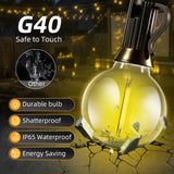 FUANXIEI 100FT Solar Lights Outdoor Waterproof: G40 30M Shatterproof Bulbs Patio Lights - Solar Powered Remote Control 3 Light Modes Dimmable Solar Light - Camping Backyard Garden Deck Outside Yard