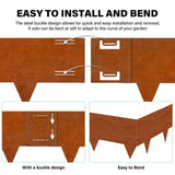 Cor-Ten Steel Landscape Lawn Edging, 40" L x 6" H,6 Pack Steel Edging for Landscaping,Metal Landscape Edging, Metal Edging for Landscaping(180 Degree Bend, Rusted)