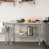 HARDURA Stainless Steel Table Prep & Work Table 24 x 48 Inches NSF Heavy Duty Commercial with Undershelf and Backsplash for Restaurant Kitchen Home and Hotel