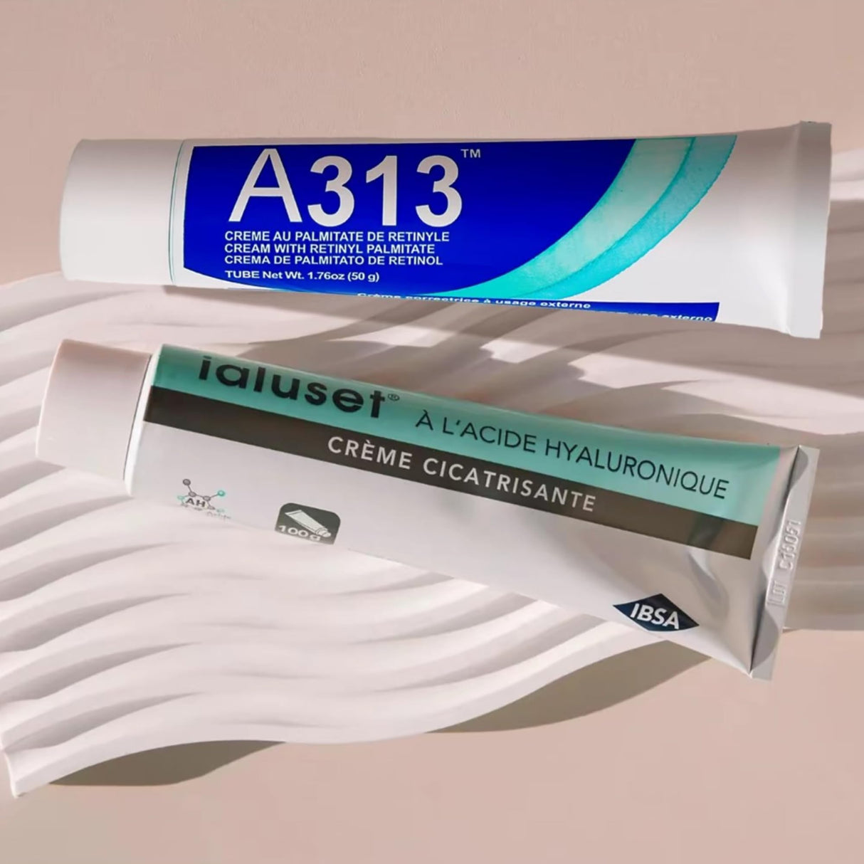 A313 Retinol Cream + Ialuset Hyaluronic Acid Cream Bundle – French Pharmacy Anti-Aging Skincare Duo for Wrinkles, Hydration, Collagen Support, Acne, and Radiant Skin – Vitamin A & HA Night Cream Set