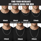 Fiusem 2.5mm Silver Tone Wheat Chain for Men, 24 Inches