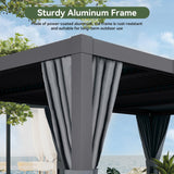 Aoxun Louvered Pergola 12x16 All-Aluminum Outdoor Gazebo with Independent Adjustable Roofs, Waterproof Curtains and Netting, Integrated Drainage System for Patios & Backyard