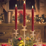 Wondise Flameless Taper Candles with Timer, 6 Pack Battery Operated LED Flickering Real Wax Red Candle for Christmas Wedding Dinner Decorations