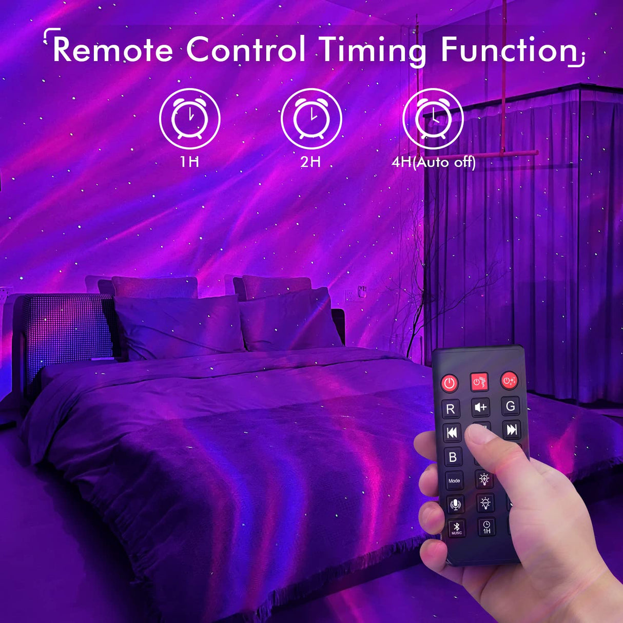 Rossetta Star Projector, LED Night Light Aurora Galaxy Projector with Bluetooth Speaker, White Noise, Timer and Remote for Room Decor, Gifts for Kids, Adults, Christmas, Birthday, Black
