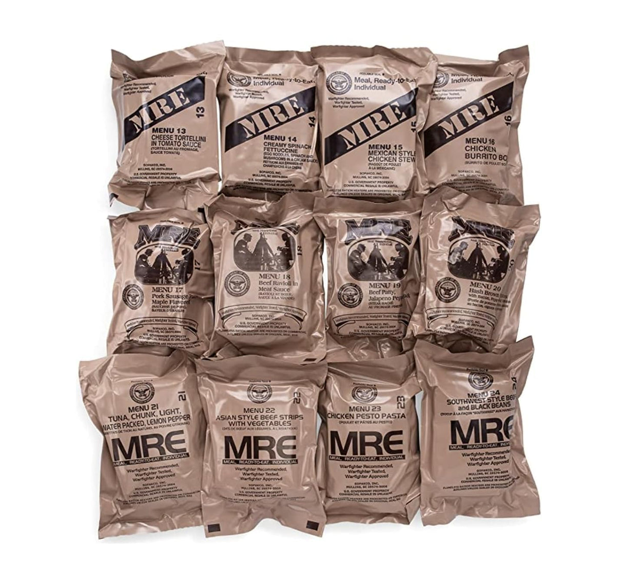 Wornick MRE Meals Ready to Eat, Inspection 2025, 2026 or Better, Emergency Food Supply, Survival Camping Outdoor 12 Pack (B Case, 1, Count) (INSPECTION DATE IS NOT EXPIRATION DATE)