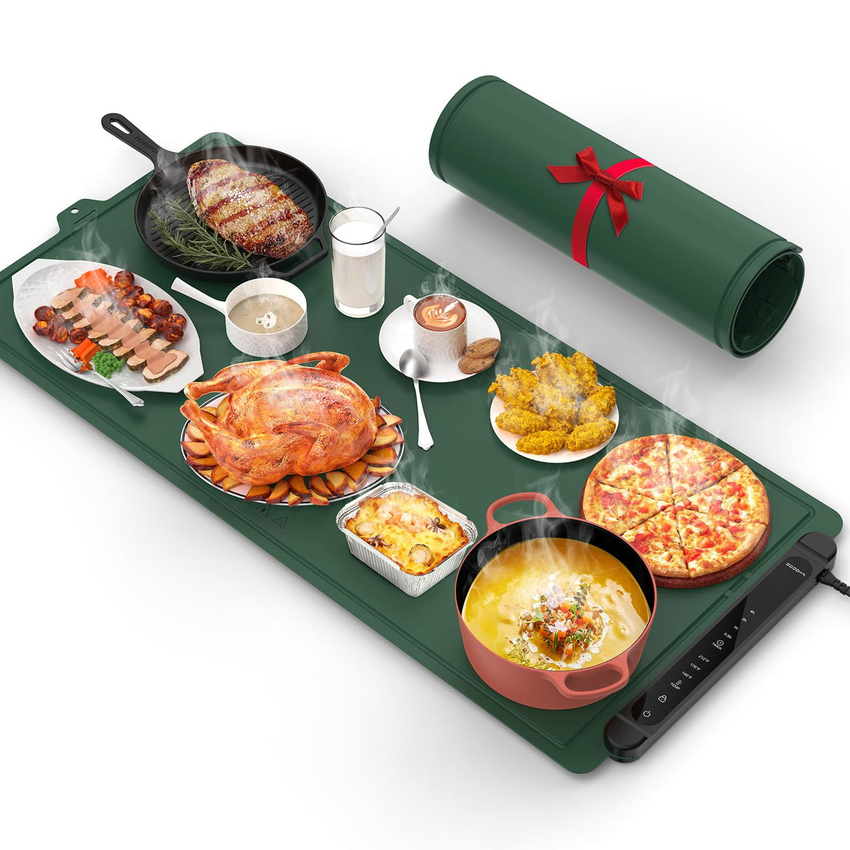 Warming Mat for Food Extra Large: 36"X16" Adjustable Silicone Food Warming Mat Heating Pad Food Warming Pad for Kitchen Counter Warming Trays for Buffets Party Hot Plates for Countertop Gifts Green