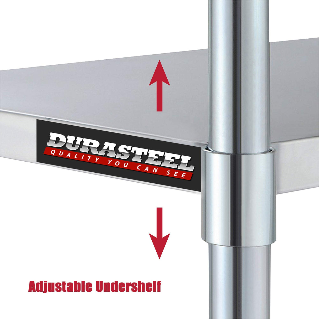 DuraSteel Galvanized Under Shelf for Work Tables - Extra Adjustable Lower Shelf for 30" x 12" Stainless Steel and Wooden Worktables - Fits for use in Restaurant, Warehouse, Home, Kitchen, Garage