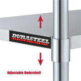 DuraSteel Galvanized Under Shelf for Work Tables - Extra Adjustable Lower Shelf for 24" x 24" Stainless Steel and Wooden Worktables - Fits for use in Restaurant, Warehouse, Home, Kitchen, Garage