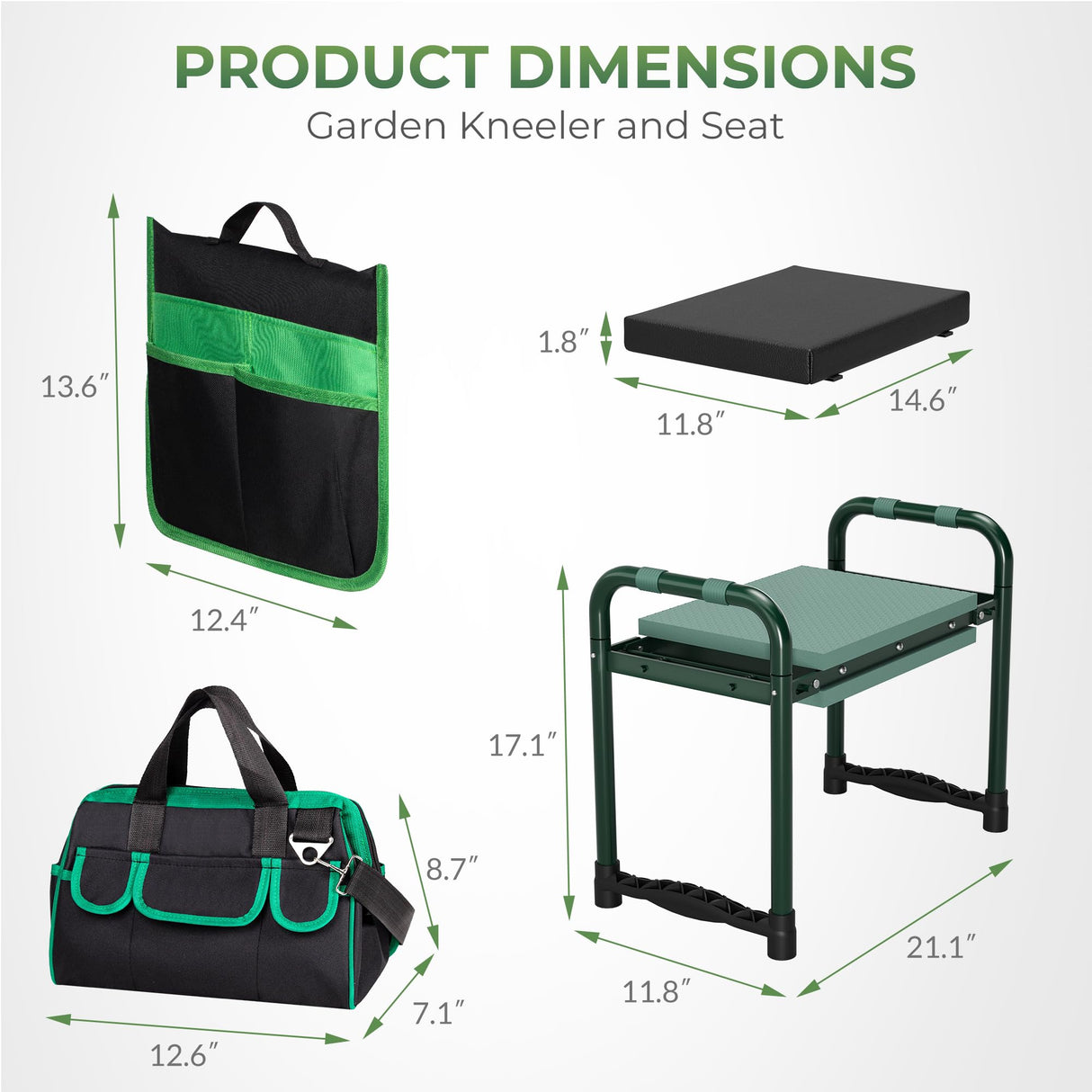 Walensee Garden Kneeler and Seat, Foldable Heavy Duty Garden Stool with Soft Kneeling Pad & Tool Pouch, Easy Stand Up Gardening Bench for Seniors, Women & Men, No Assembly Gardening Gift for Mom Dad