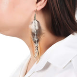 lureme Bohemian Multicolor Pheasant Feathers Dangle Earrings Handmade Natural Feather Earrings (er006314-5)