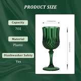 HTTBEIZI 24PCS 7OZ Dark Green Wine Plastic Glasses, Drinking Champagne Glasses Flutes Crystal Vintage Water Unbreakable Goblets for Christmas, Wedding, Parties