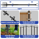 NSHWFW 6 Pack 10 ft Heavy Duty Metal String Light Poles Adjustable Outdoor Lighting Stand for Patio,Backyard,Garden,Party & Wedding Rustproof & Sturdy with Hooks