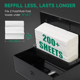 anydry Wall-Mounted Paper Towel Dispenser – Fits Tri-Fold Towels up to 10x3.1 Inches, Holds 200 Sheets, Ideal for Home & Commercial Use (Black)