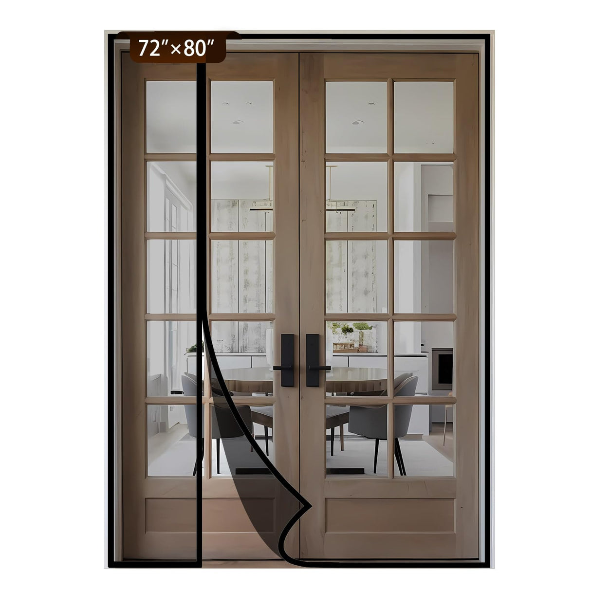 Reversible Side Opening Magnetic Screen Door for Sliding & French Doors,Upgraded PETG Mesh Anti-Tearing, Heavy Duty & Strong Magnetic, Pet and Kid Friendly - Screen Door 74"x82"