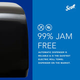 Scott Professional Automatic Hard Roll Paper Towel Dispenser (34348), Black, Wall Mounted, for ScottPro Blue Core Commercial Hand Towels (Qty 1)