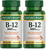 Nature's Bounty Vitamin B12 1000 mcg Supplements,Supports Energy Metabolism,200 Ct,(Pack of 2)