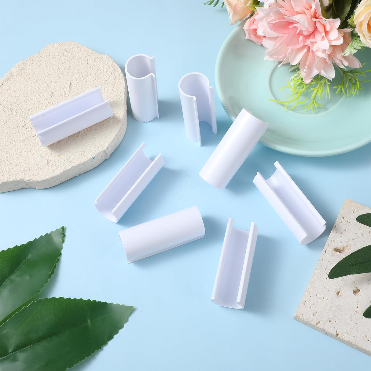 64 Pcs PVC Pipe Clips Greenhouse Clips for 1/2 Inch Greenhouses PVC Pipe, Row Covers, Pool Cover, Garden, Shelters, Bird Protection, 2.4 Inch Long (White)