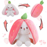 MIAODAM Strawberry Bunny Stuffed Animal,Reversible Cute Bunny Rabbit Plush