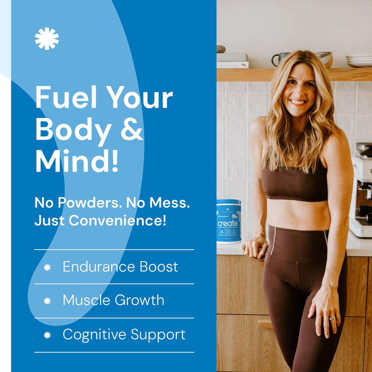 Create Creatine Monohydrate Gummies for Men & Women, Boost Focus, Strength, and Endurance, Anti-Melting Formula, Vegan, Gluten-Free, Non-GMO, 1.5g of Creatine per Gummy (Blue Raspberry, 90 ct)