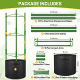 Legigo 2 Pack Tomato Cages with 10 Gallon Grow Bags- 48inch Tomato Trellis Plant Support Stakes Planter, Tomato Plant Cages Garden Trellis for Vertical Climbing Plants Vegetables Flowers Fruits