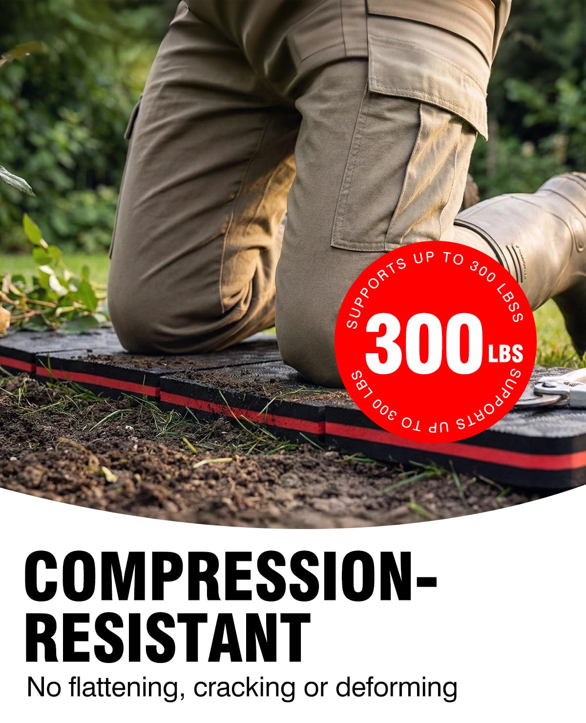 GEAVESS Foldable Kneeling Pad, 47.2" Large Supportive Mechanic Mat with Handle & Storage Strap, Extra Thick Comfortable Foam Knee Pad for Gardening, Garage, Workshop Repairing