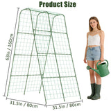 Miory Cucumber Trellis for Raised Bed, Garden Arch Trellis for Climbing Plants Outdoor, Steel with Plastic Coated Plant Support for Vines with Plastic Connector Nylon Netting (32" Lx32 Wx63 H)