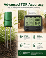 VODESON Soil Moisture Meter for Plants, 12-Zone Wireless Plant Water Meter, Soil Thermometer and Light Sensor, 4-in-1 TDR Tester, 230ft Range, IPX5 Waterproof for Indoor Outdoor Garde(Display+2Sensor)