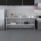 AmGood 24 in. x 84 in. Stainless Steel Work Table | Metal Kitchen Food Prep Table | NSF