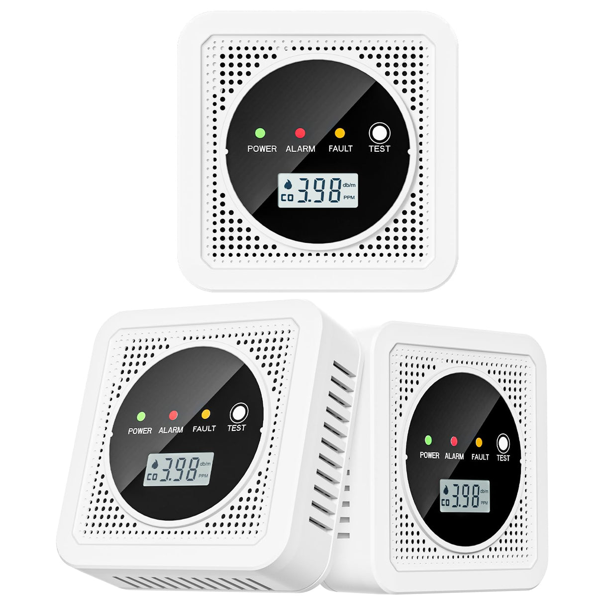 3 Packs, 2-in-1,Smoke Carbon Monoxide Detector,Carbon Monoxide Detector,Smoke Alarm,CO Alarm, 85 db Sound,Battery Powered CO Alarm with LEDs,LCD Digital Screen,Test Button